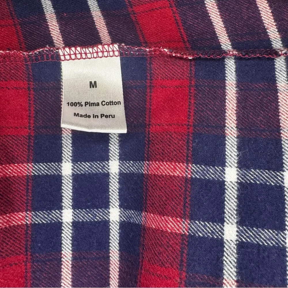 Plaid Long-Sleeve Nightgown with Lace Trim - Red/Navy